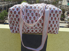 Indian Cotton Duffle Bag, Quilted Weekend Bag, Printed Travel Bag