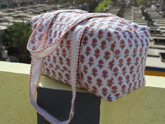 Indian Cotton Duffle Bag, Quilted Weekend Bag, Printed Travel Bag