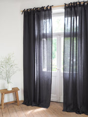 Set Of 2 Panels Of Black Curtains Boho Large Window Curtains Black Out Curtains for Living Room Drapes for Bedroom Window