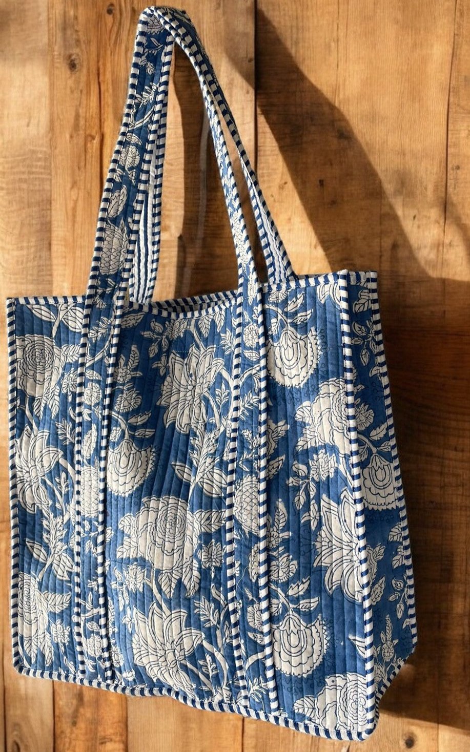 Cotton Quilted Luggage Tote Bag Indian Handmade Block Printed Tote Ba Handicraft Handloom