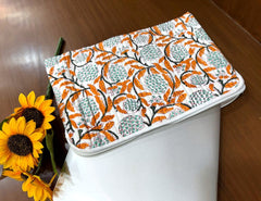 Hand Block Print Laptop Protector, Cotton Cloth Case For iPad, Quilted Boho Tablet Pouch Bag