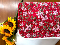 Handmade Quilted Fabric Laptop Sleeve, Indian Cotton Bohemian Laptop Cover, Floral iPad Bag/ Computer Cover