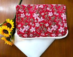 Handmade Quilted Fabric Laptop Sleeve, Indian Cotton Bohemian Laptop Cover, Floral iPad Bag/ Computer Cover